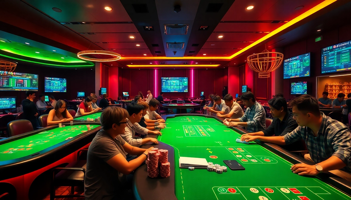 S666.nyc offers a vibrant online casino experience with exciting gaming tables and players engaging in competitive gaming.