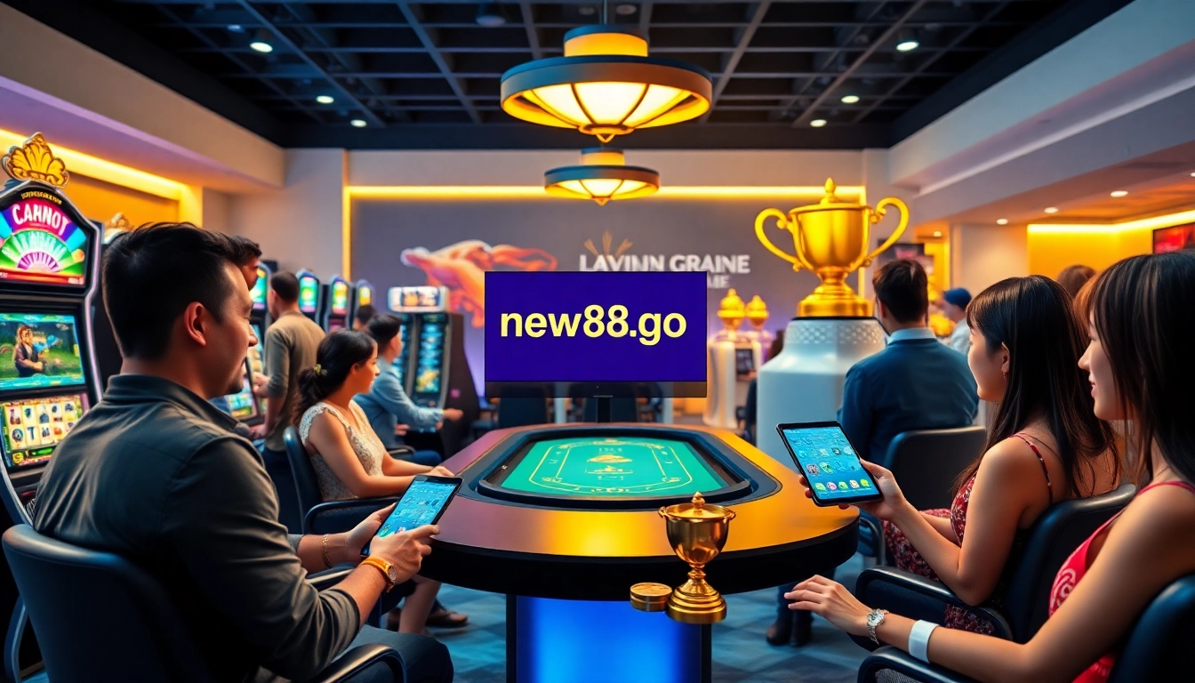 Experience the excitement of online gaming at new88go.com with vibrant casino scenes.